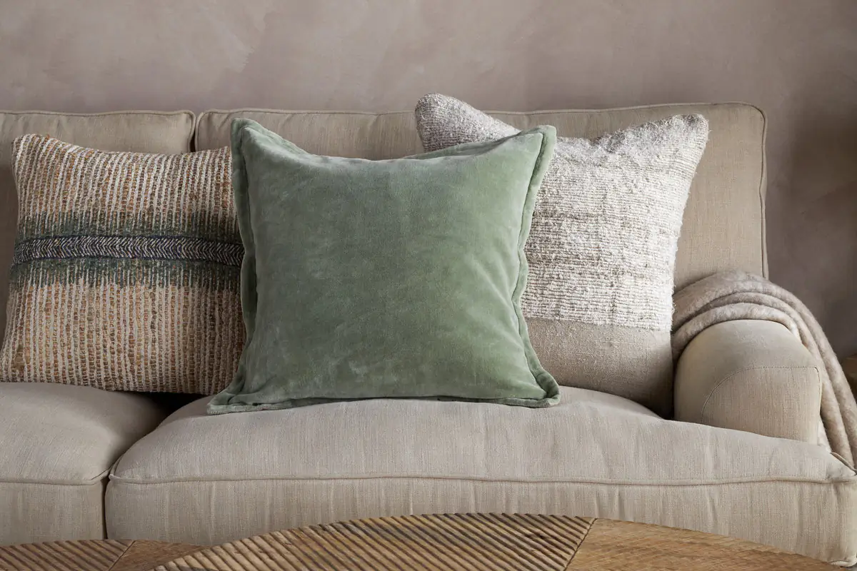 Nkuku - Menmai Velvet Cushion Cover - Eucalyptus - Without Cushion Inner