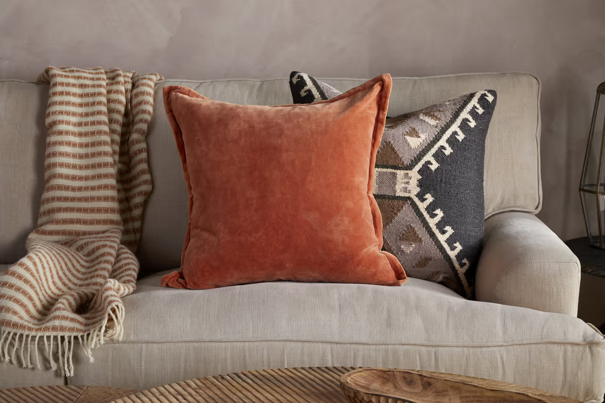 Nkuku - Menmai Velvet Cushion Cover - Cinnamon - Without Cushion Inner