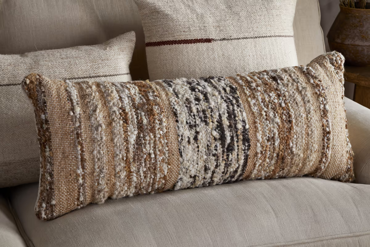Nkuku - Maua Statement Boucle Lumbar Cushion Cover - Mocha - Without Cushion Inner