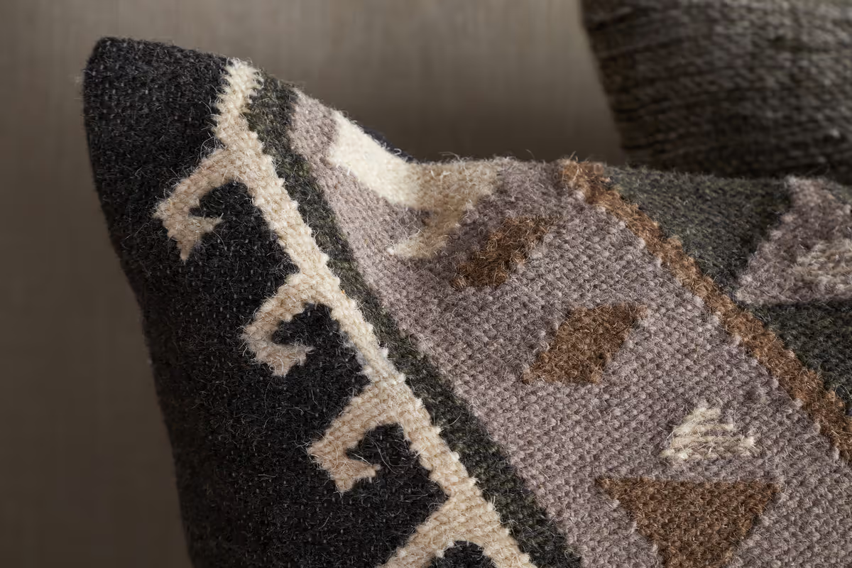 Nkuku - Shukhi Wool & Cotton Cushion Cover - Black & Brown