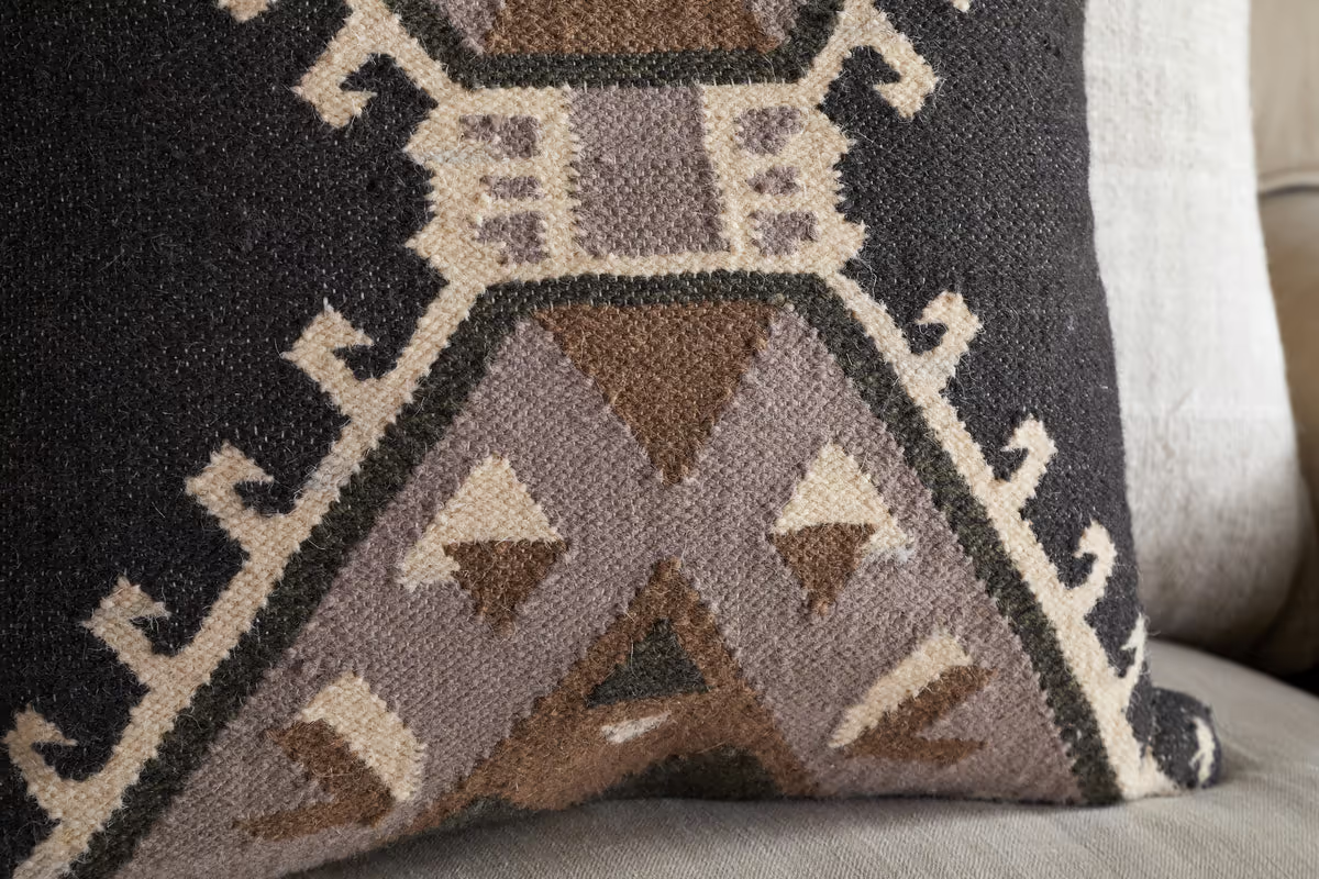 Nkuku - Shukhi Wool & Cotton Cushion Cover - Black & Brown