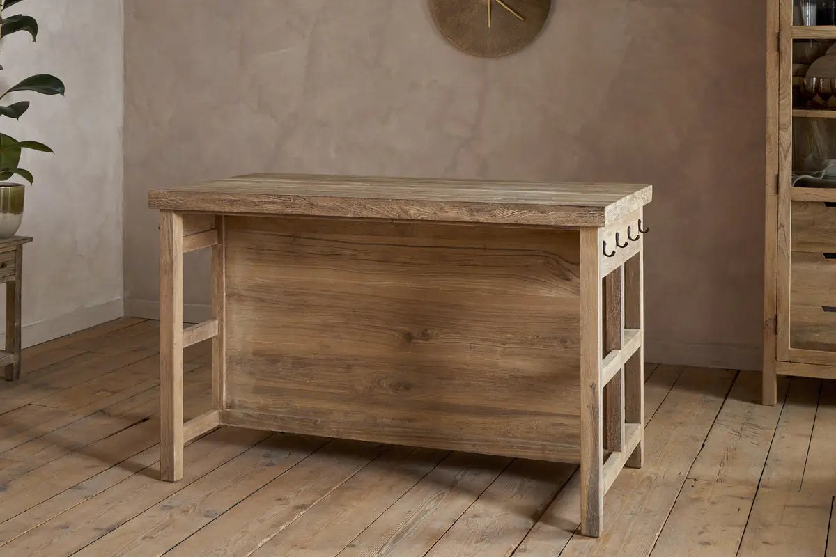 Nkuku - Tivu Reclaimed Wood Kitchen Island - Natural