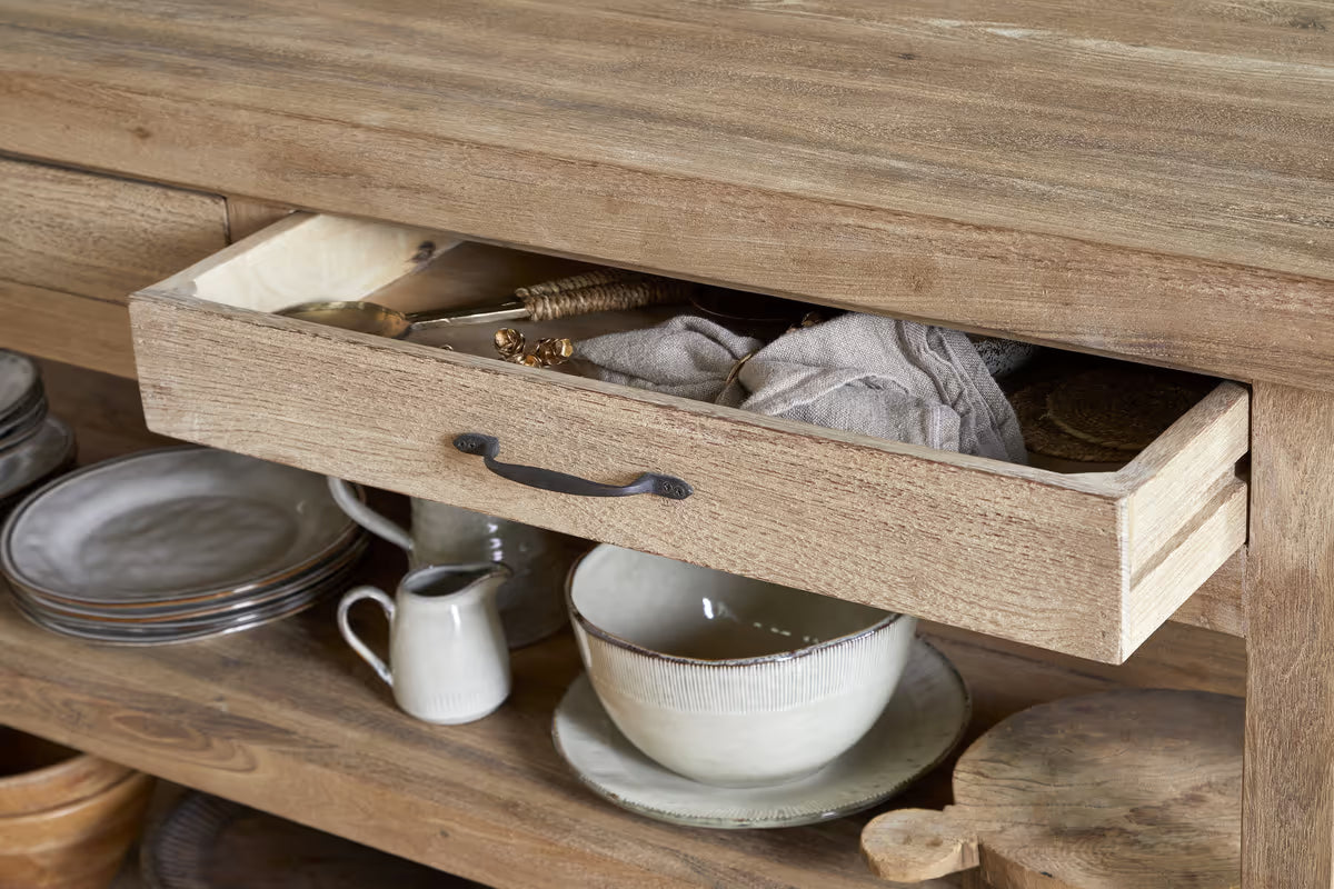 Nkuku - Tivu Reclaimed Wood Kitchen Island - Natural