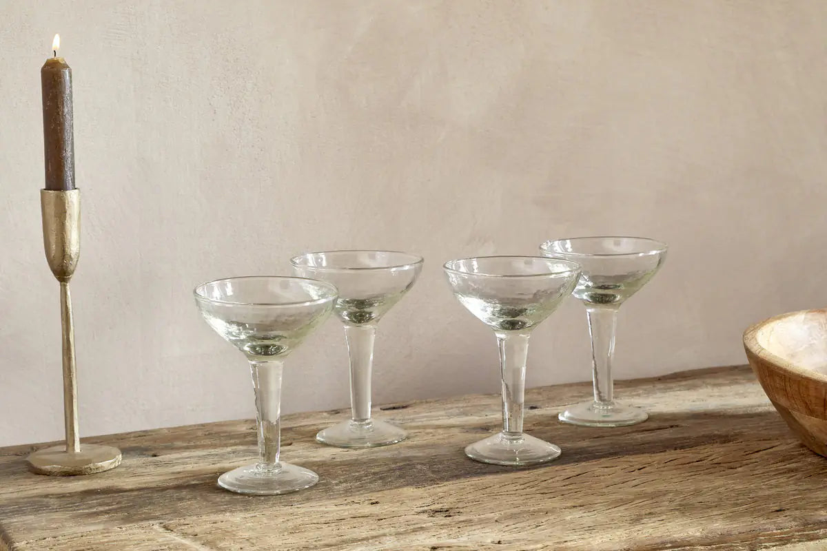 Nkuku - Yala Hammered Champagne Coupe - Clear - (Set of 4)