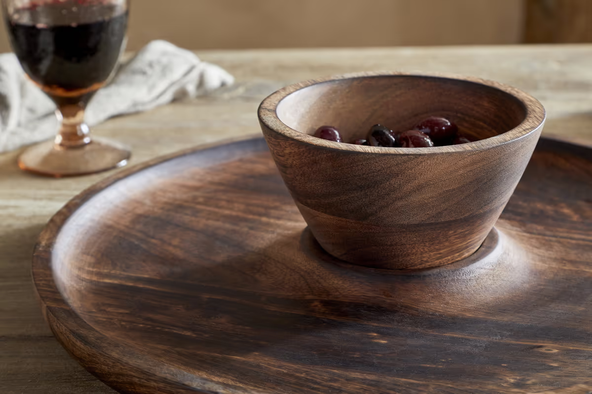 Nkuku - Sindar Serving Tray with Bowl - Natural
