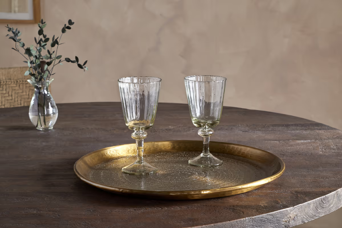 Nkuku - Dhanya Round Tray - Antique Brass - Small