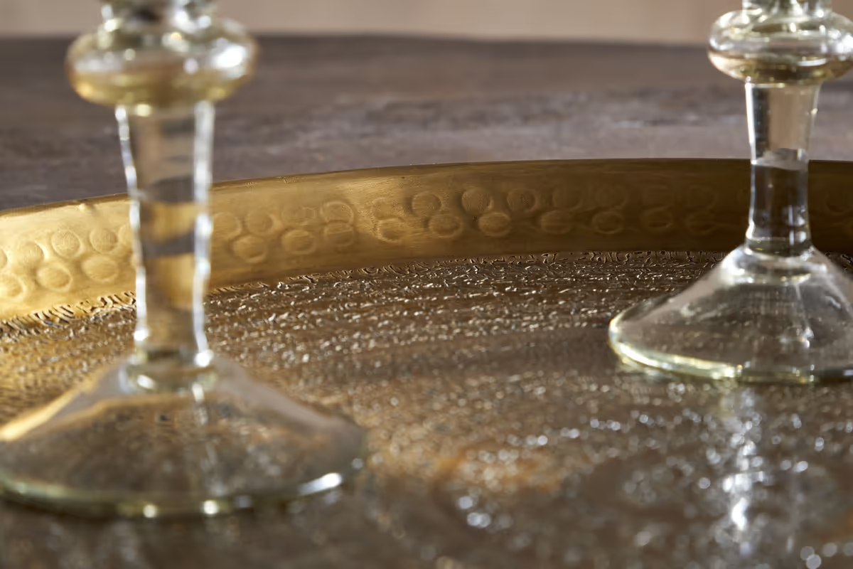 Nkuku - Dhanya Round Tray - Antique Brass - Large