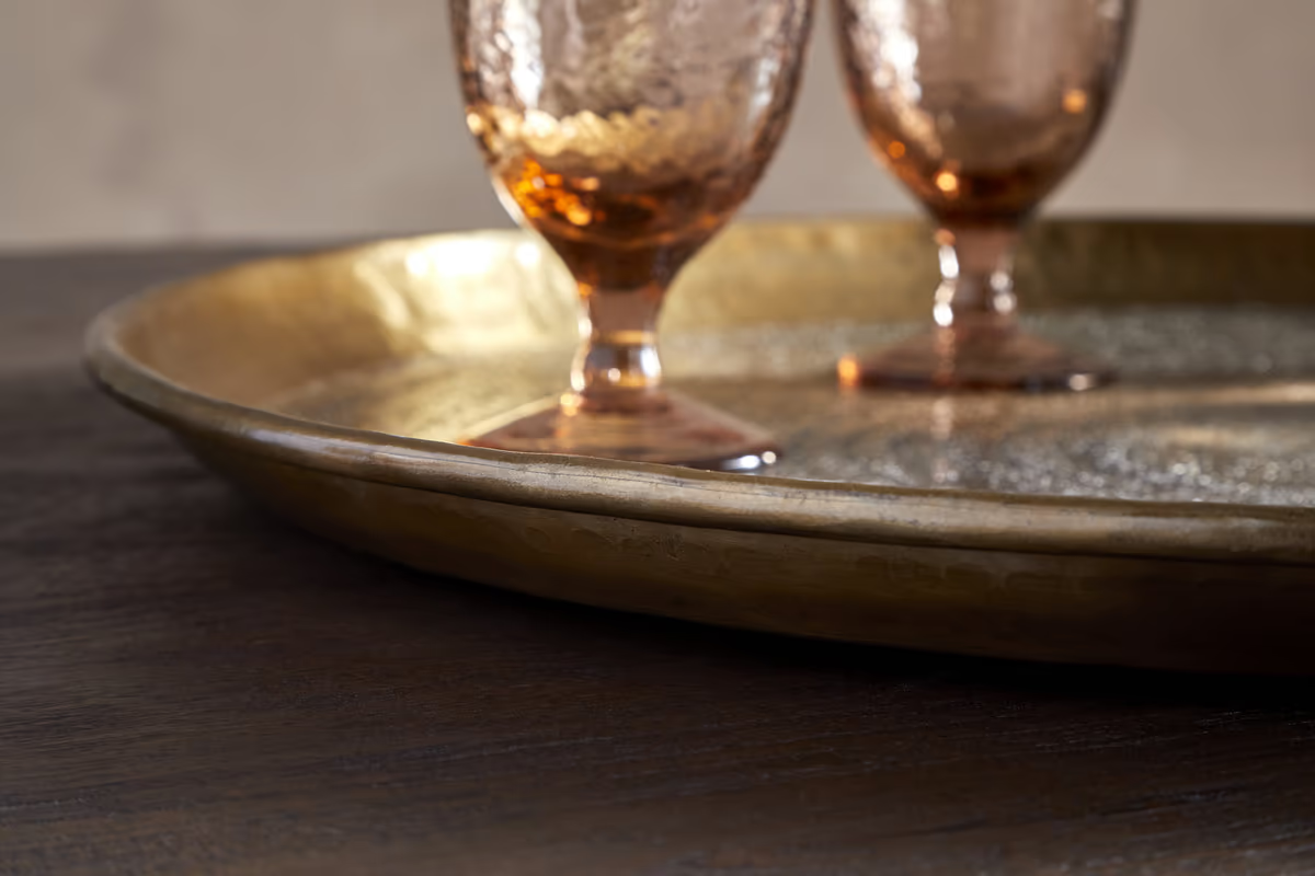 Nkuku - Dhanya Round Tray - Antique Brass - Large