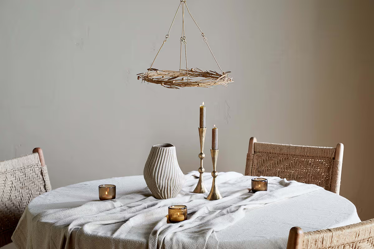Nkuku - Natesa Hanging Wreath - Brass - Small