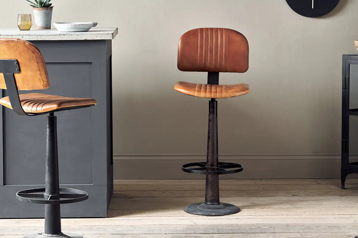 Nkuku - Narwana Bar Chair - Aged Tan