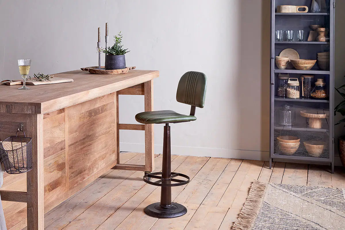 Nkuku - Narwana Bar Chair - Rich Green