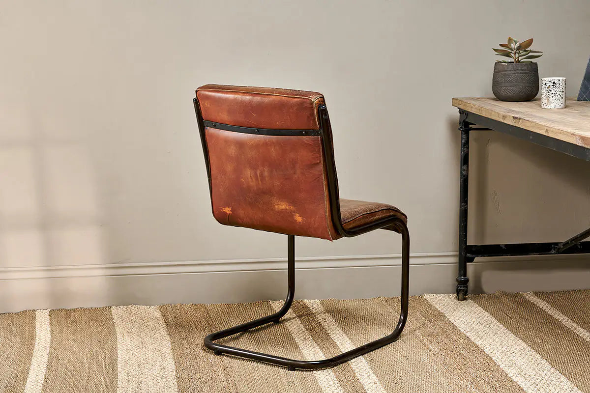 Nkuku - Narwana Leather Desk Chair - Aged Tan