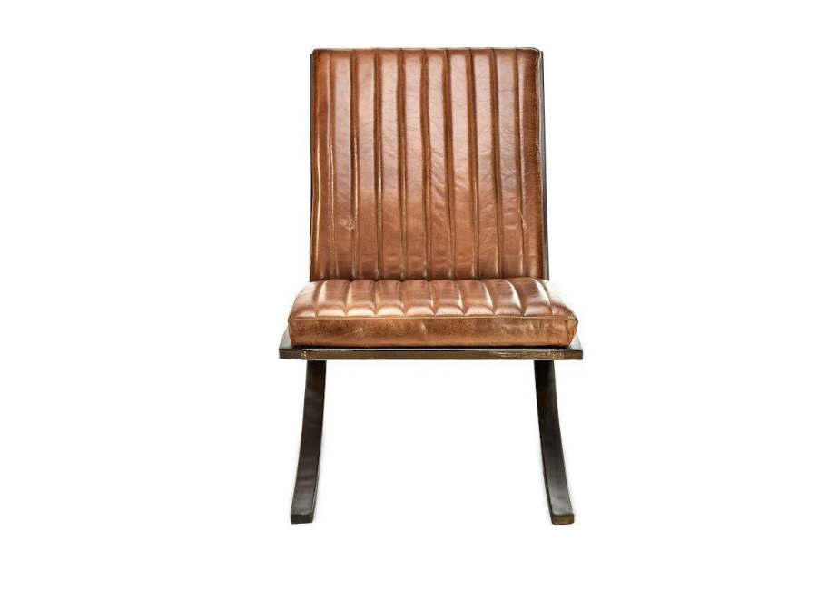 Nkuku Narwana Ribbed Leather Lounger - Aged Tan