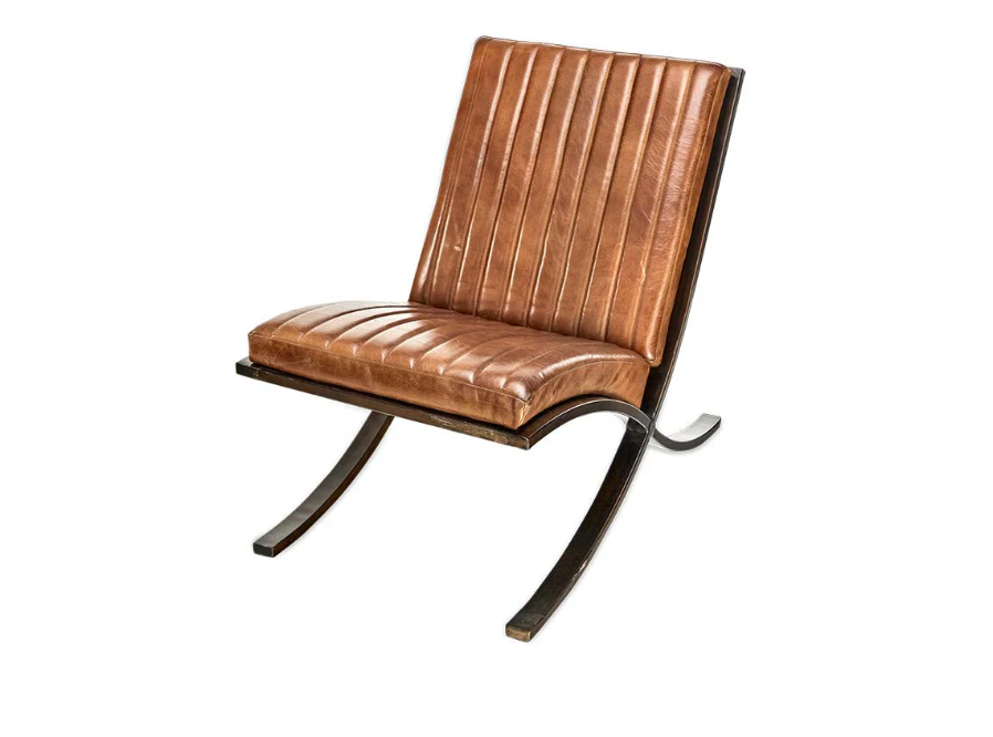 Nkuku Narwana Ribbed Leather Lounger - Aged Tan