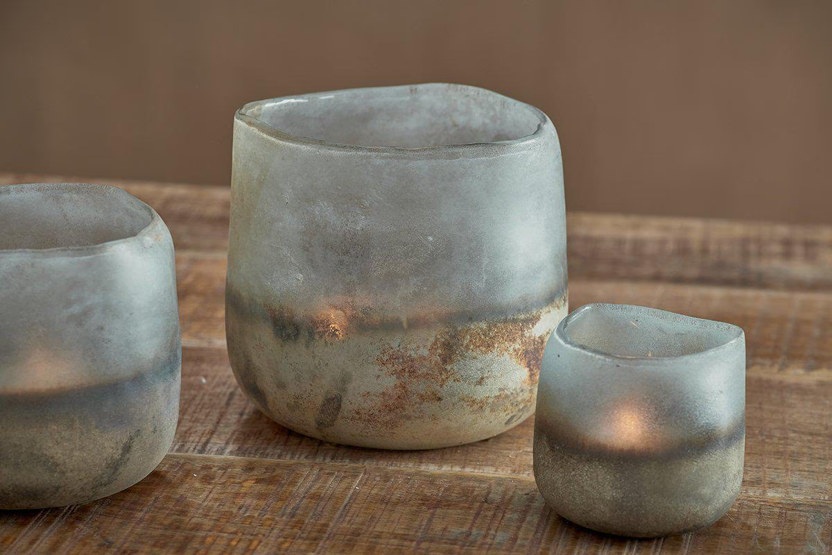 Nkuku - Ngolo Tealight Holder - Aged Smoke - Large