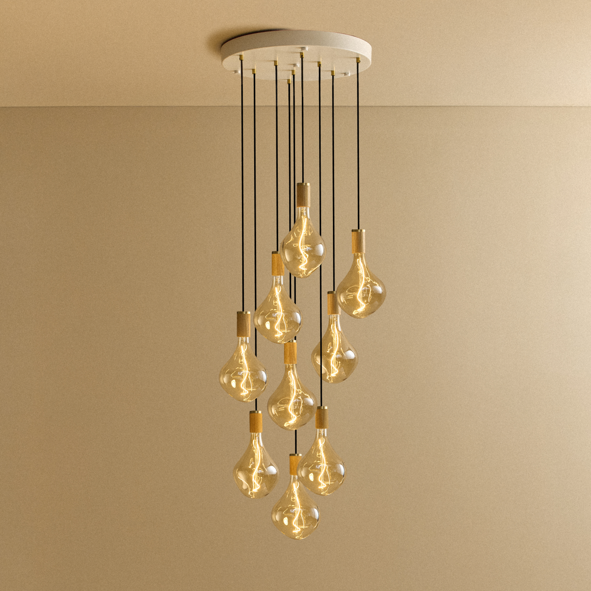 Tala Nine Pendant in Oak + Voronoi II