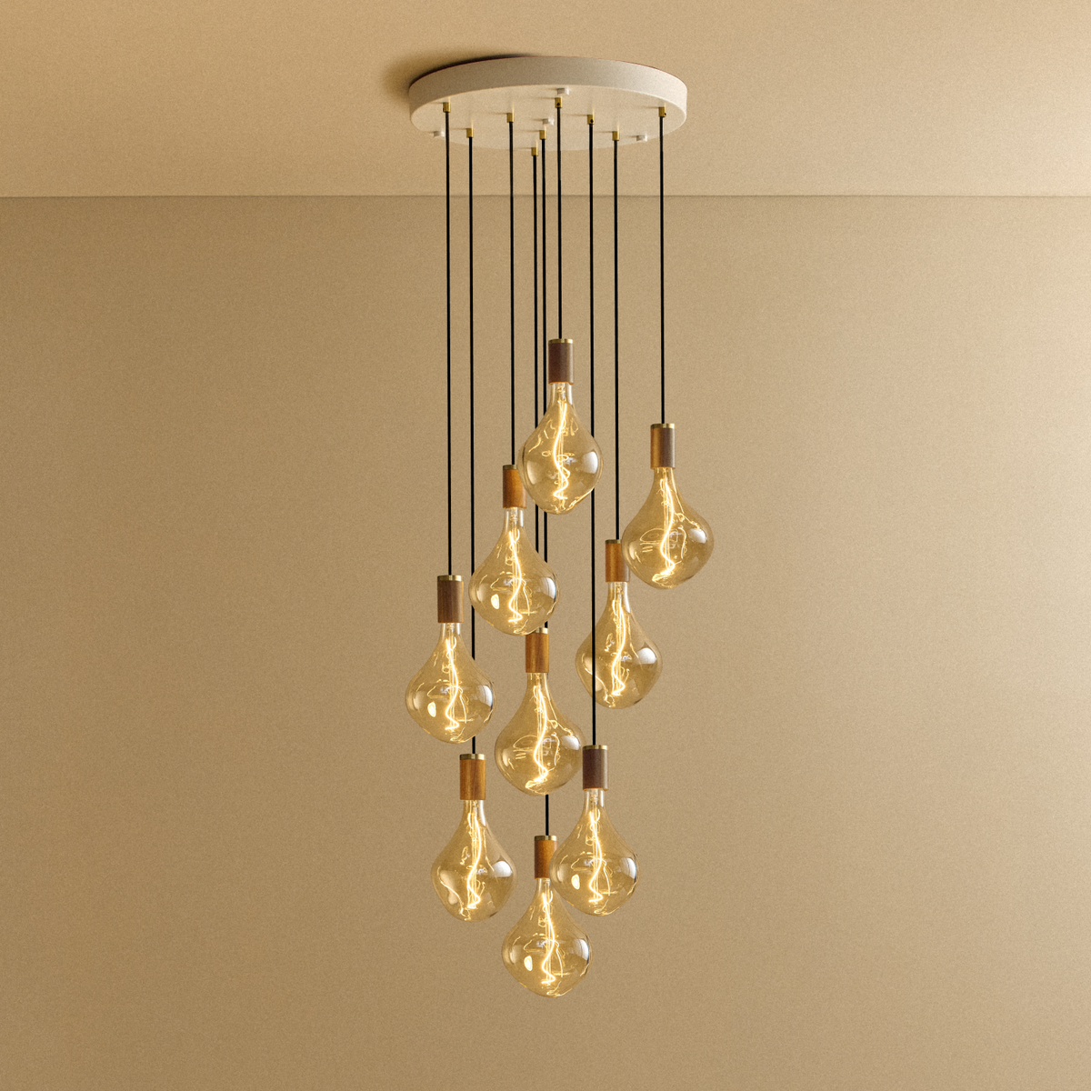Tala Nine Pendant in Walnut + Voronoi II