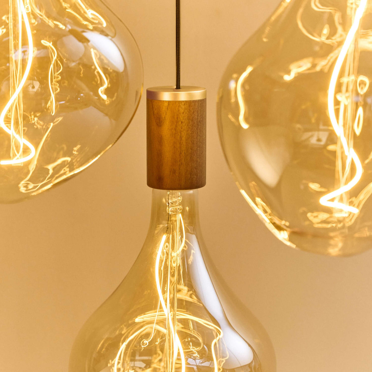 Tala Triple Pendant in Walnut + Voronoi II