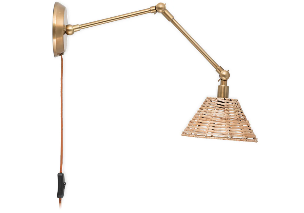 Nkuku Noko Rattan Wall Lamp - Natural & Antique Brass