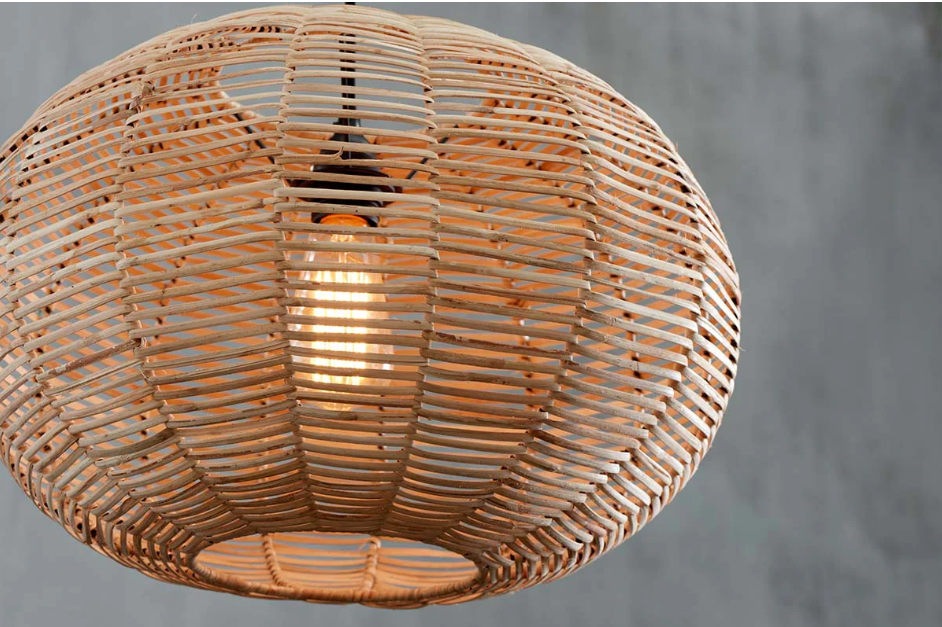 Nkuku Noko Wicker Round Pendant - Natural - Large