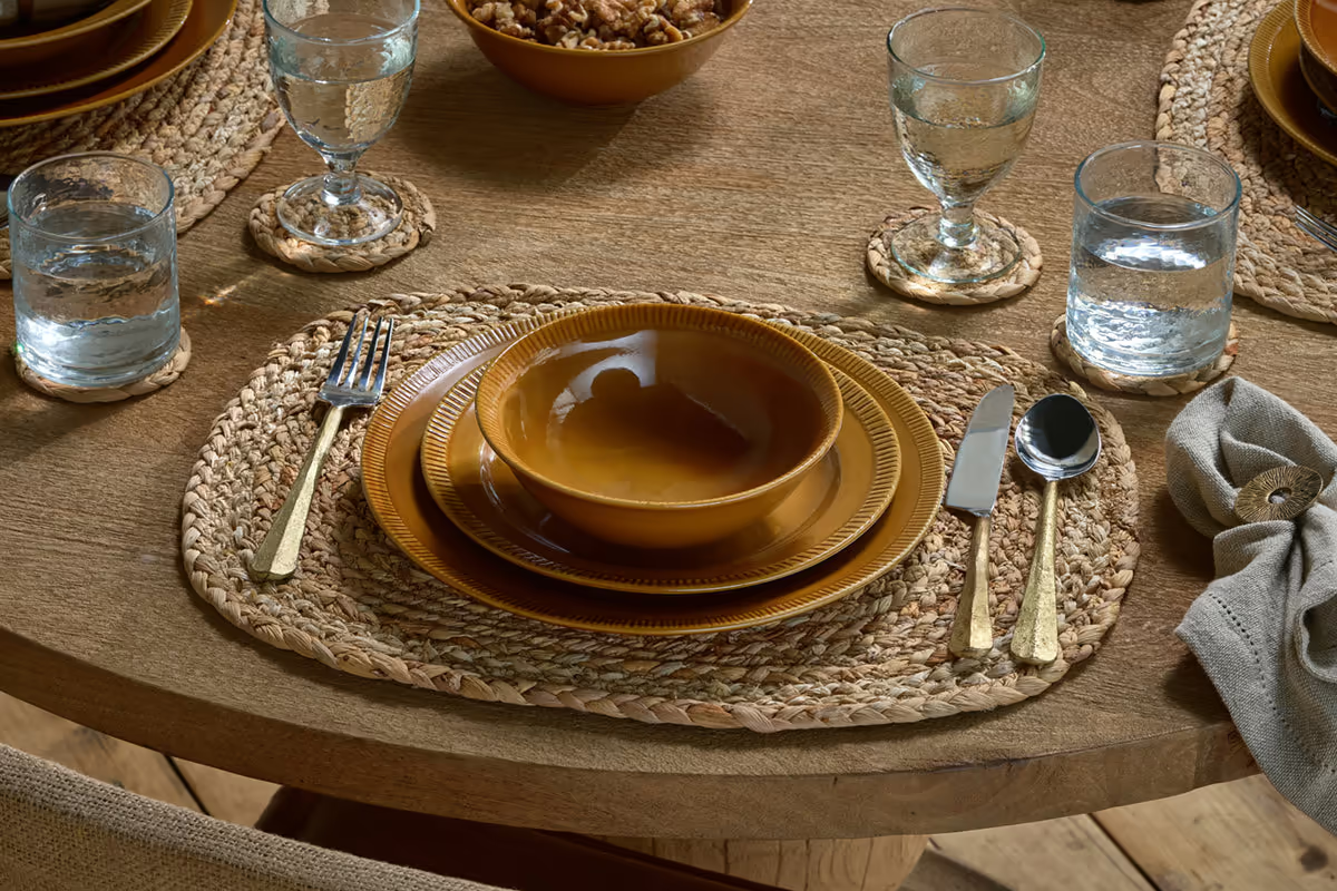 Nkuku - Nuwara Dinnerware Set - Mustard (Set of 12)