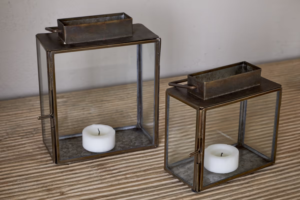 Nkuku - Obi Mini Table Lantern - Antique Brass - Large