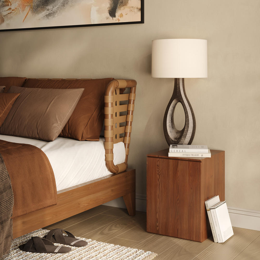 Industville - Ornate Ellipse Table Lamp - Brass Base - Drum Cotton Shade