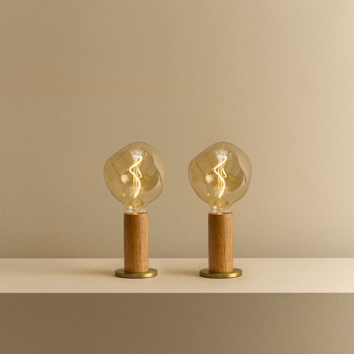 Tala Tala Knuckle Table Lamp in Oak + Voronoi I Set of 2