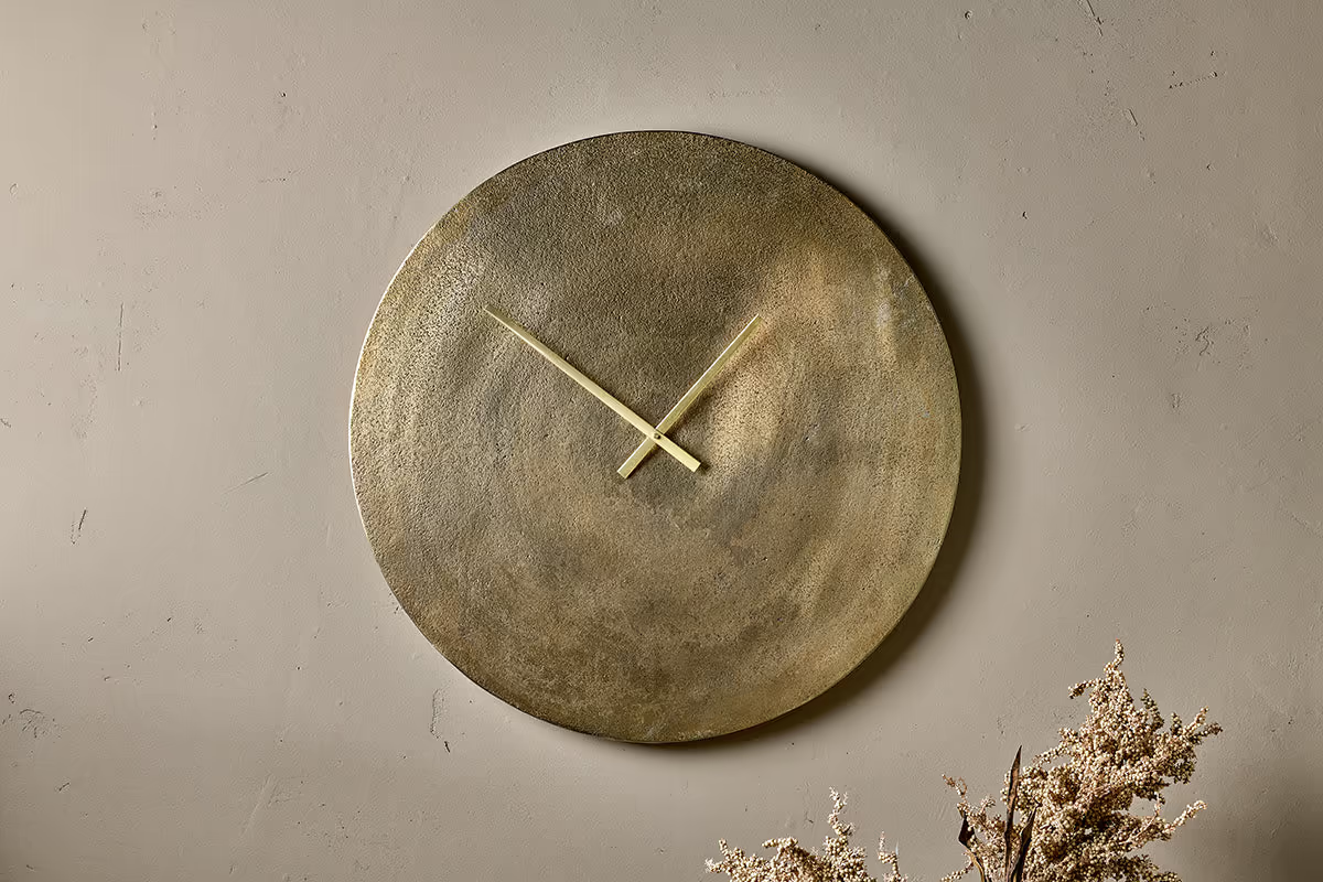 Nkuku - Okota Wall Hung Clock - Antique Brass - Large