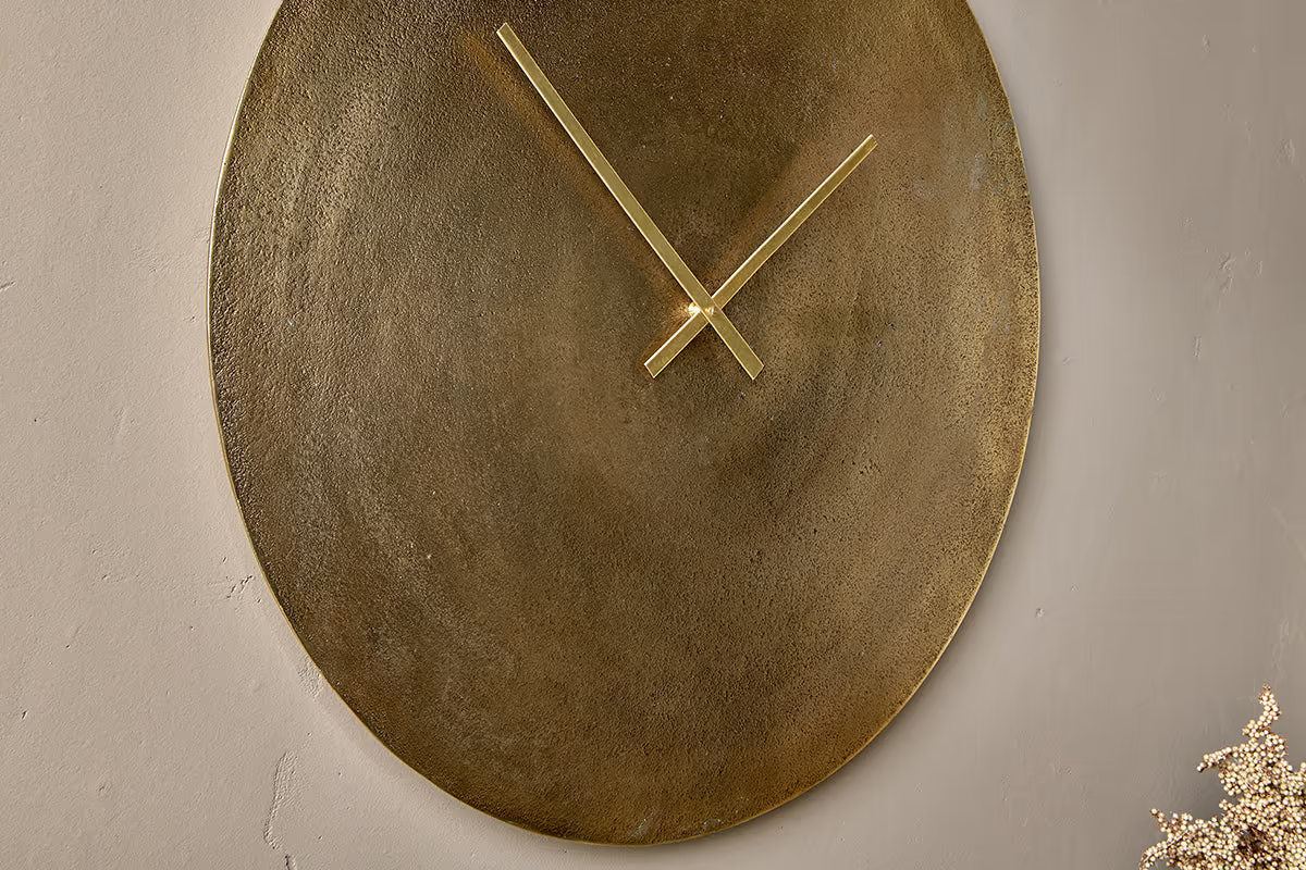 Nkuku - Okota Wall Hung Clock - Antique Brass - Large