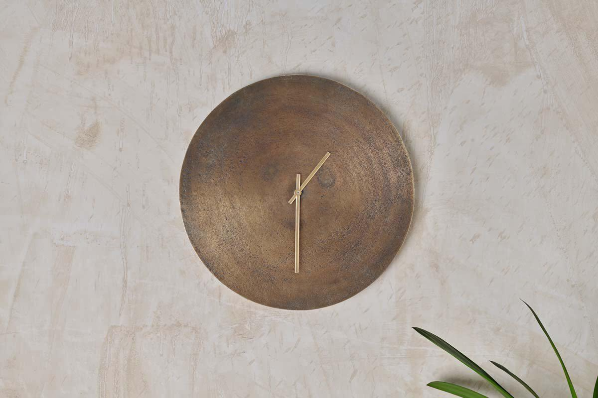 Nkuku - Okota Wall Hung Clock - Antique Brass