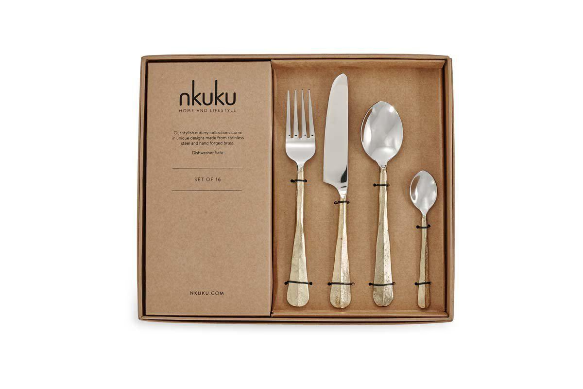 Nkuku - Osko Cutlery Set - Brushed Gold (Set of 16)