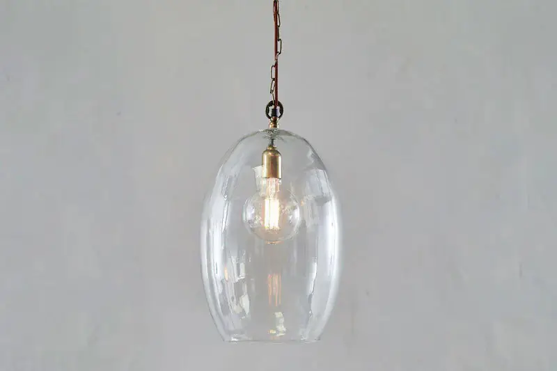 Nkuku - Otoro Recycled Glass Pendant Light - Clear - Large Oval