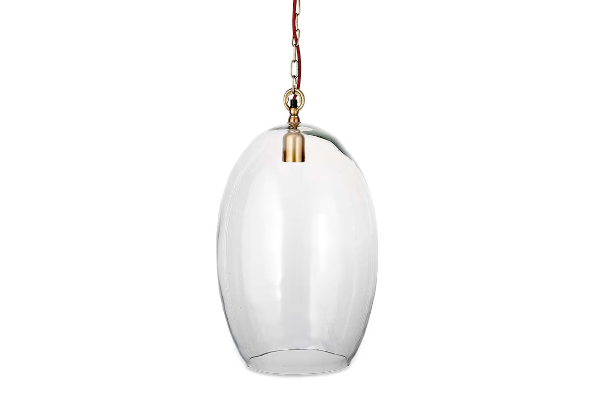 Nkuku - Otoro Recycled Glass Pendant Light - Clear - Large Oval
