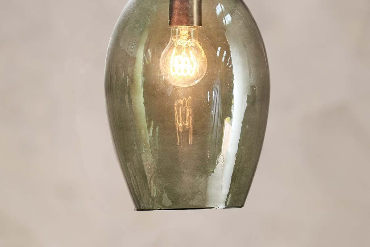 Nkuku - Otoro Recycled Glass Pendant Light - Green - Large Oval