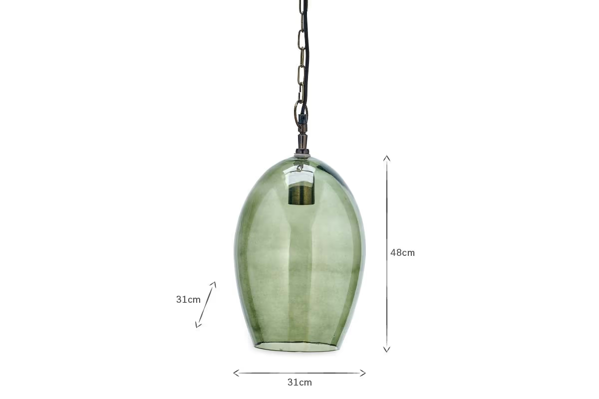 Nkuku - Otoro Recycled Glass Pendant Light - Green - Large Oval