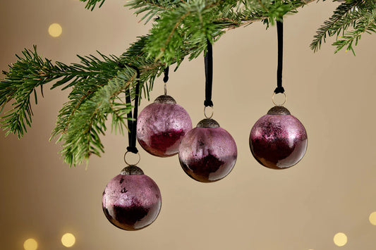 Nkuku Pannee Round Baubles - Ruby (Set of 4)