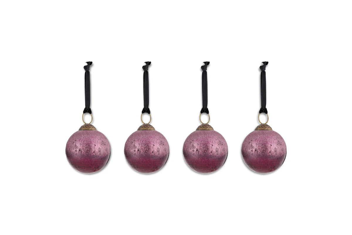 Nkuku Pannee Round Baubles - Ruby (Set of 4)