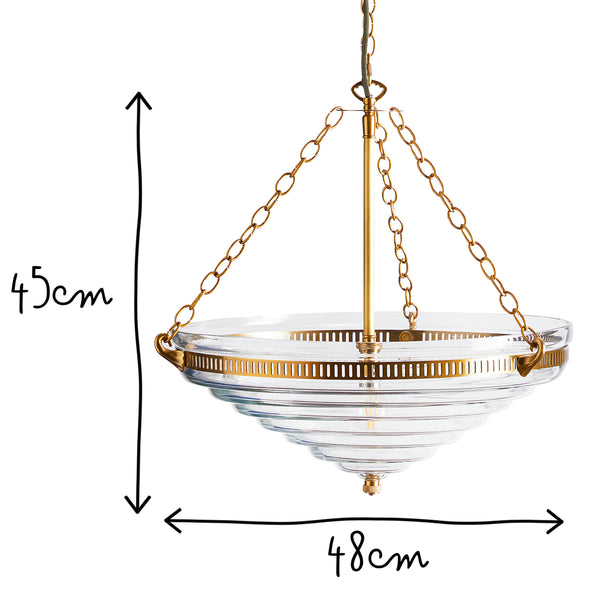 Pooky - Archie Stepped Glass Pendant Light - Brass Fittings