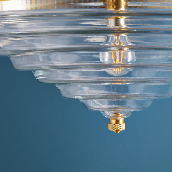 Pooky - Archie Stepped Glass Pendant Light - Brass Fittings