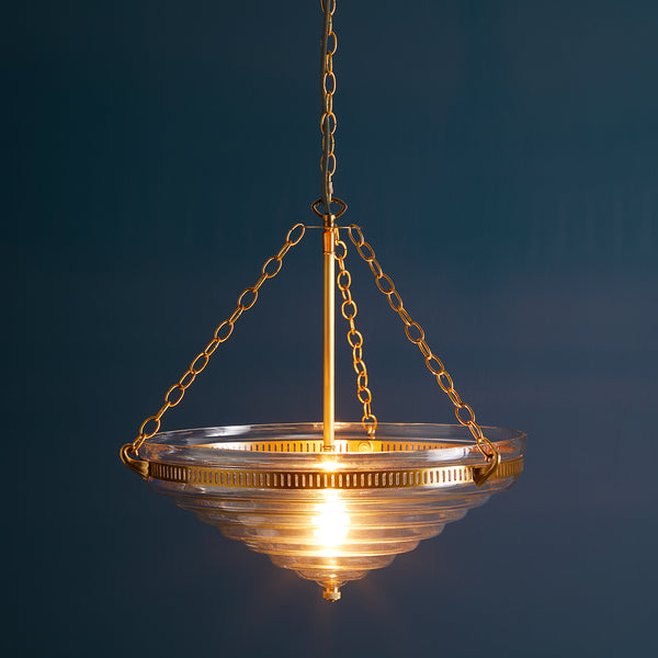 Pooky - Archie Stepped Glass Pendant Light - Brass Fittings