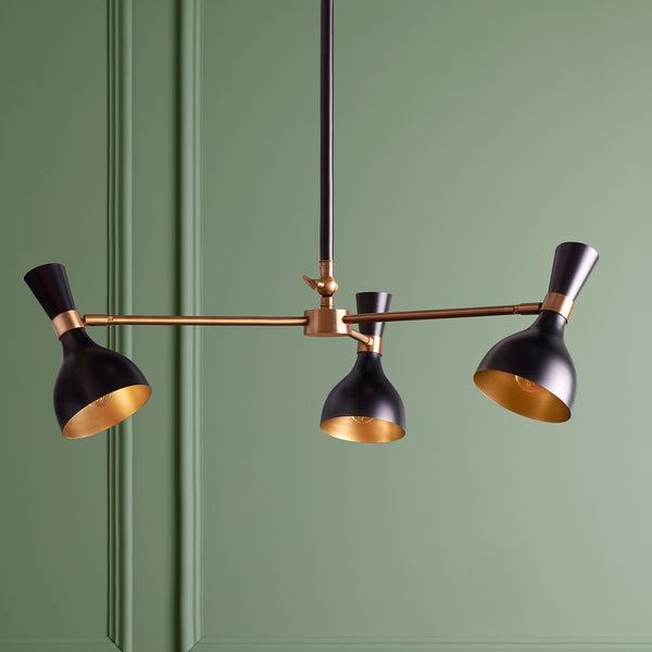 Pooky - Ascot Three Armed Chandelier - Black