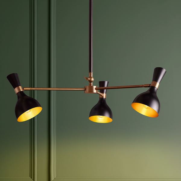 Pooky - Ascot Three Armed Chandelier - Black