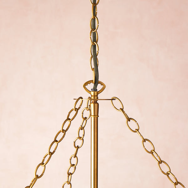 Pooky - Bertie Swirled Opaline Glass Pendant Light - Brass Fittings