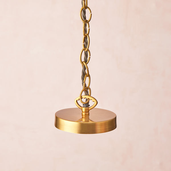 Pooky - Bertie Swirled Opaline Glass Pendant Light - Brass Fittings