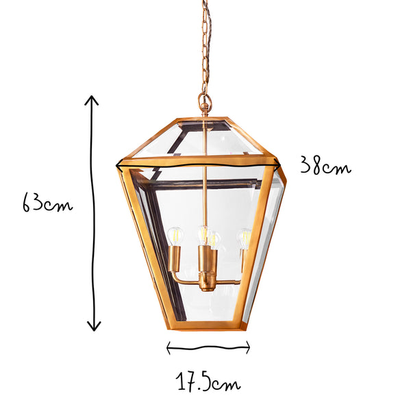 Pooky - Chequers Lantern Light - Brass And Clear Glass