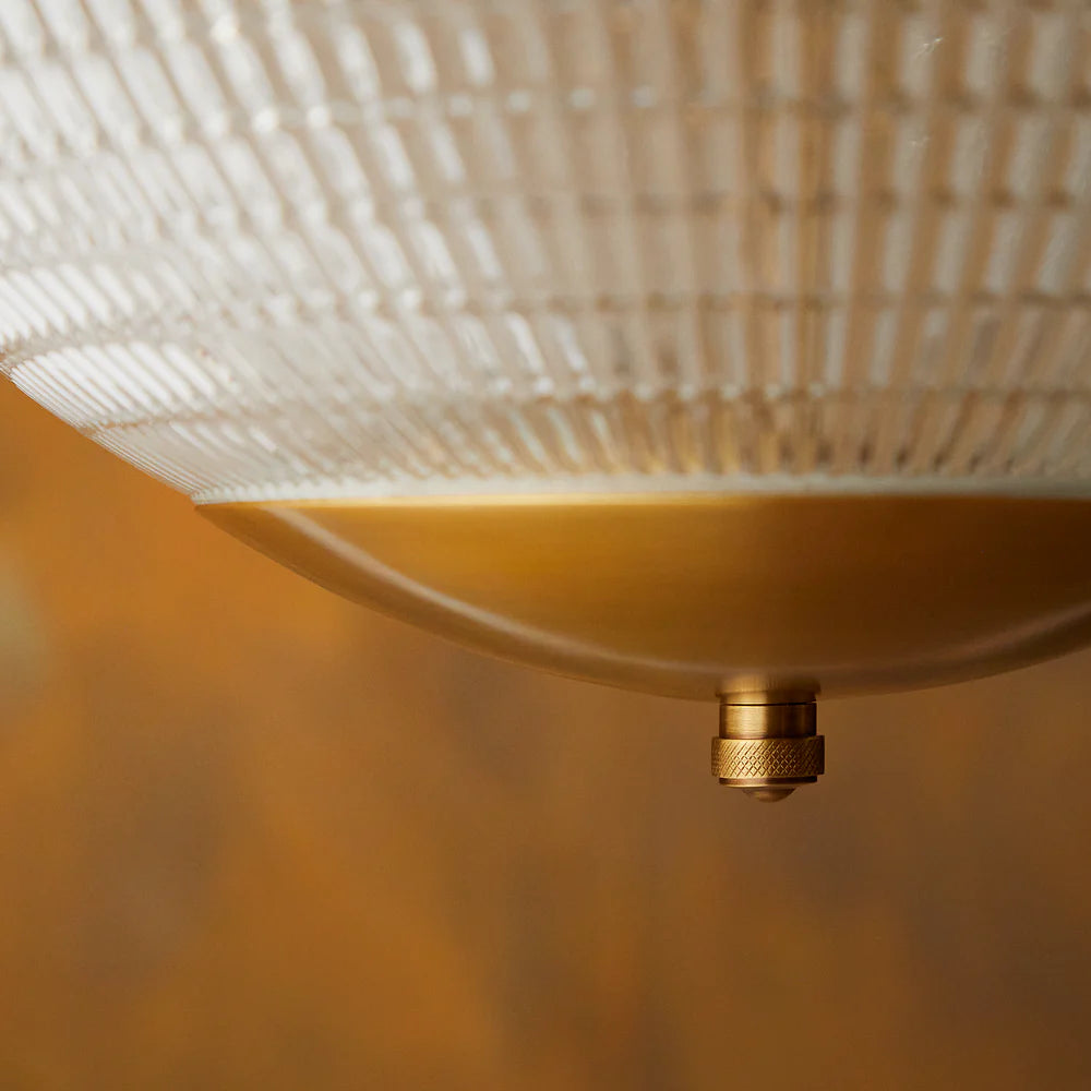 Pooky Regular Holophane Pendant Light with Clear Glass and Brass Fitting