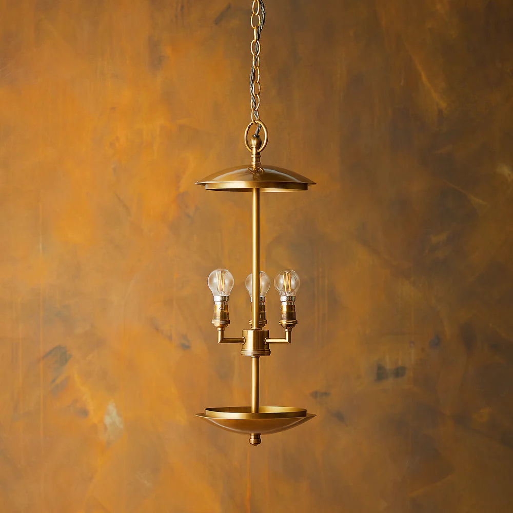 Pooky Regular Holophane Pendant Light with Clear Glass and Brass Fitting