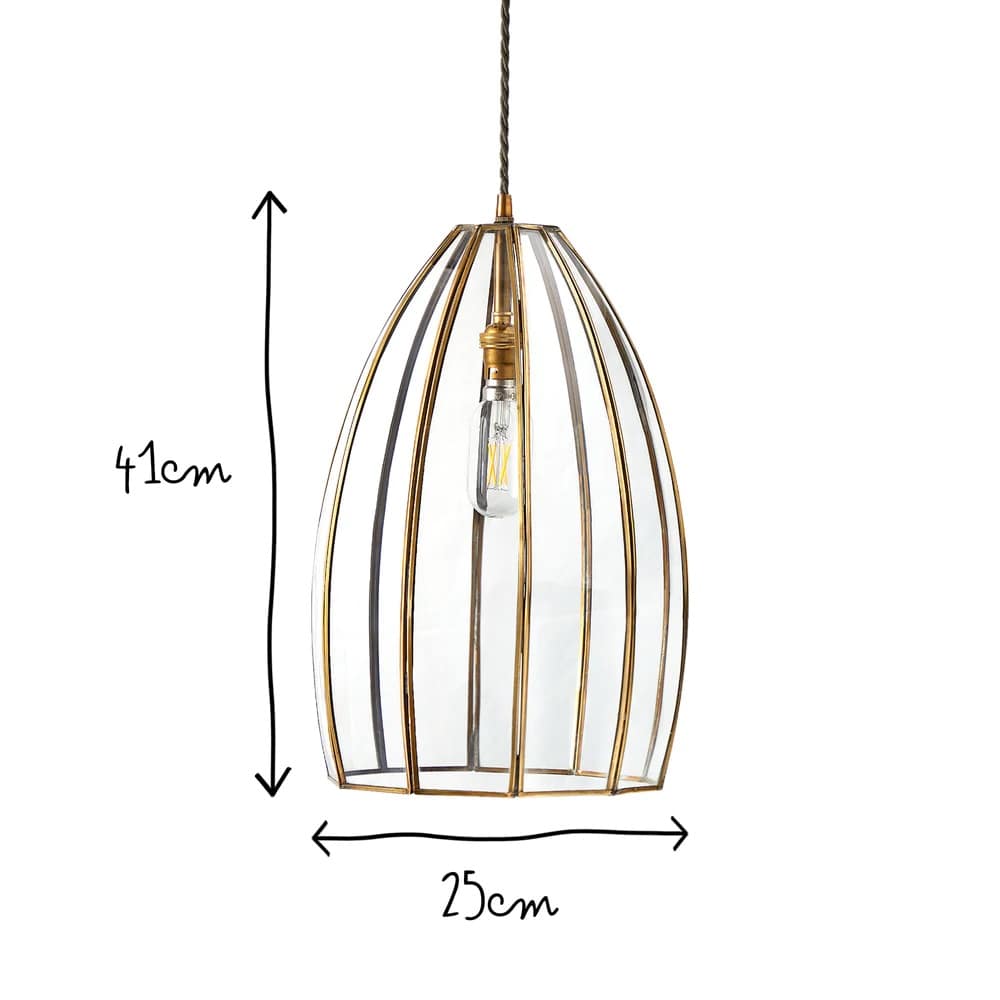 Pooky Marge Pendant Light in brass and glass