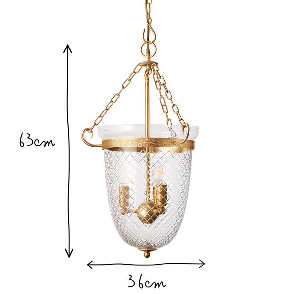 Pooky - Marple Cut Glass Pendant Light - Antique Brass Fixings